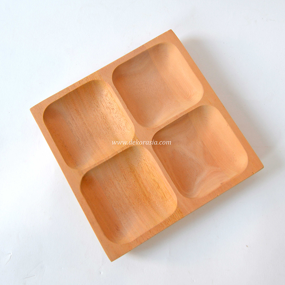 Wooden Square Tray with 4 Compartment Eco-friendly | Tableware